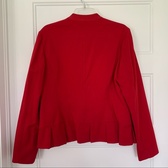 INC International Concepts - Red Ruffle Peplum Blazer - Size L - Picture 2 of 12